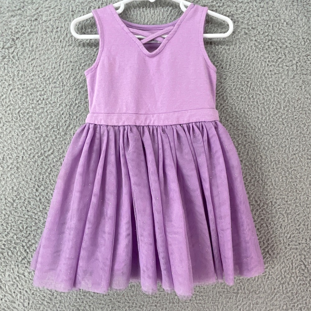 Epic Threads Tutu Dress Kids 3T Purple Excellent Glitter Tulle V-Neck Sleeveless